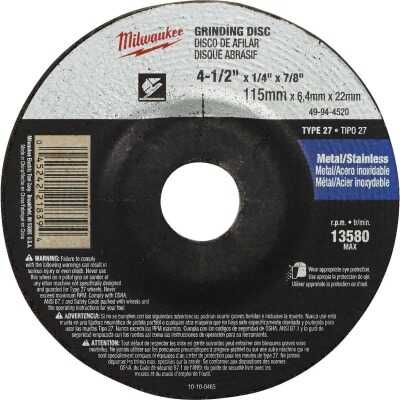 Milwaukee Type 27 4-1/2 In. x 1/4 In. x 7/8 In. Metal/Stainless Grinding Cut-Off Wheel